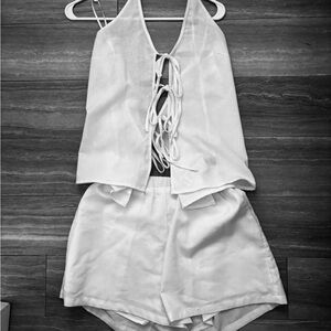 White Halter Top and Shorts Set